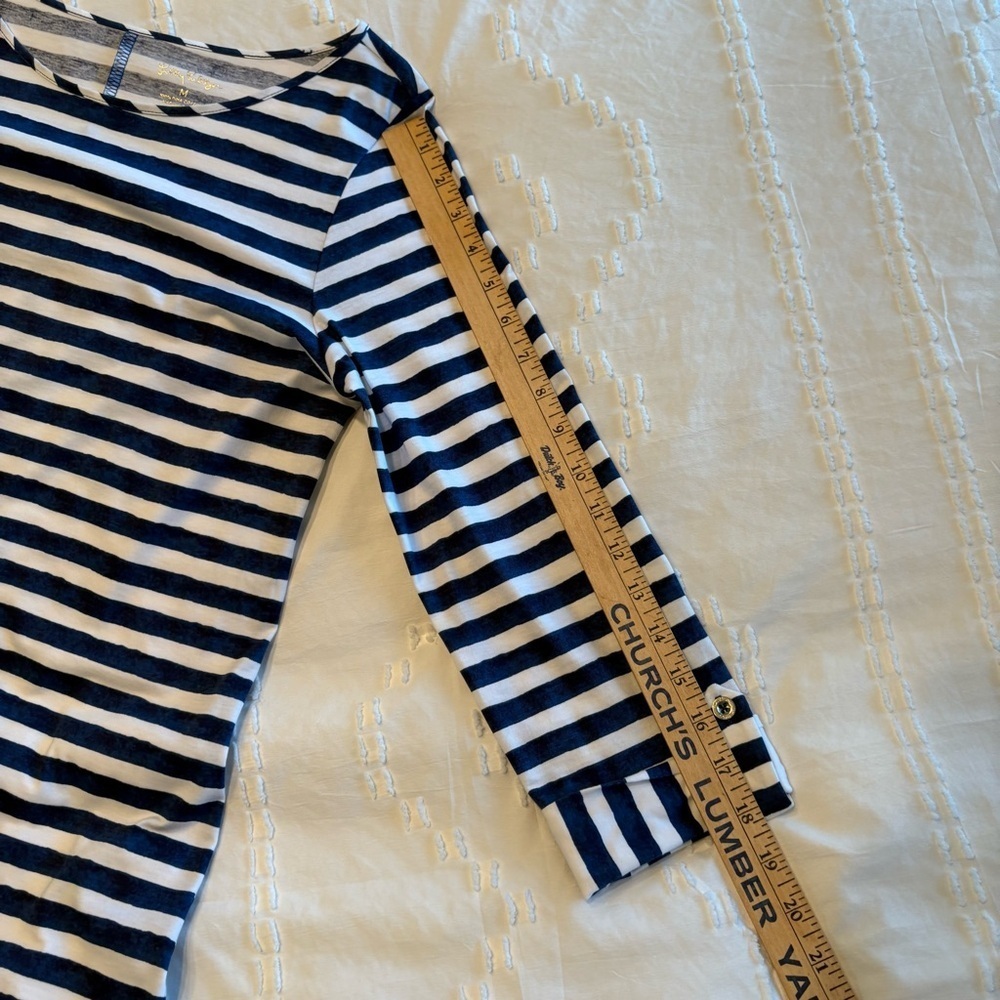 Lilly Pulitzer Navy White Striped Dress Pima Cotton Shift Nautical Chic M - Picture 11 of 12